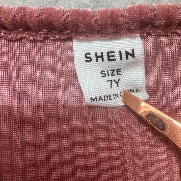 Shein Dress Bundle of 2 Girls 7Y Dusty Rose Ribbed Pullover Long Sleeve Velvet - Picture 6 of 8